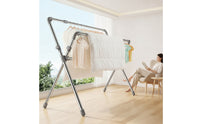 Telescoping Folding Clothes Drying Rack Stable Clothes Drying Rack Sturdy Freestanding for Balcony