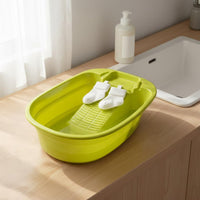 Plastic Wash Tub with Integrated Washboard Thickened and Long-Lasting