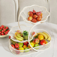 Countertop 3-Tier Fruit Basket Space-Saving Metal Fruit Stand Decorative Freestanding for Kitchen Counter, Dining Table