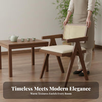 Woven rear Bench and Table New Chinese design Restaurant Booth Upholstered Seating Space-Saving for Interior Designers, Teahouse