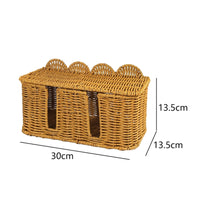 Rattan Power Strip Organizer with Lid Power Strip Concealment Box Easy Access Slots Desktop Cable Management Box