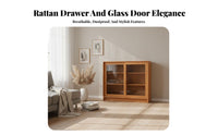 Nordic Aesthetic Modular Cabinet with Glass Doors Dustproof Design Glass-Fronted Storage Hutch Multi-Functional Bookcase Modern Aesthetic for Book Lovers, Apartment Dwellers, Office Workers, Living Room, Study, Kitchen, Bedroom