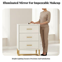 Makeup Vanity with Lights Large Storage Capacity Professional Makeup Desk Wear-resistant Tabletop Vanity Table with Lighted Mirror Sturdy Frame Suitable for Teenagers Home Salon Dressing Room Beauty Studio