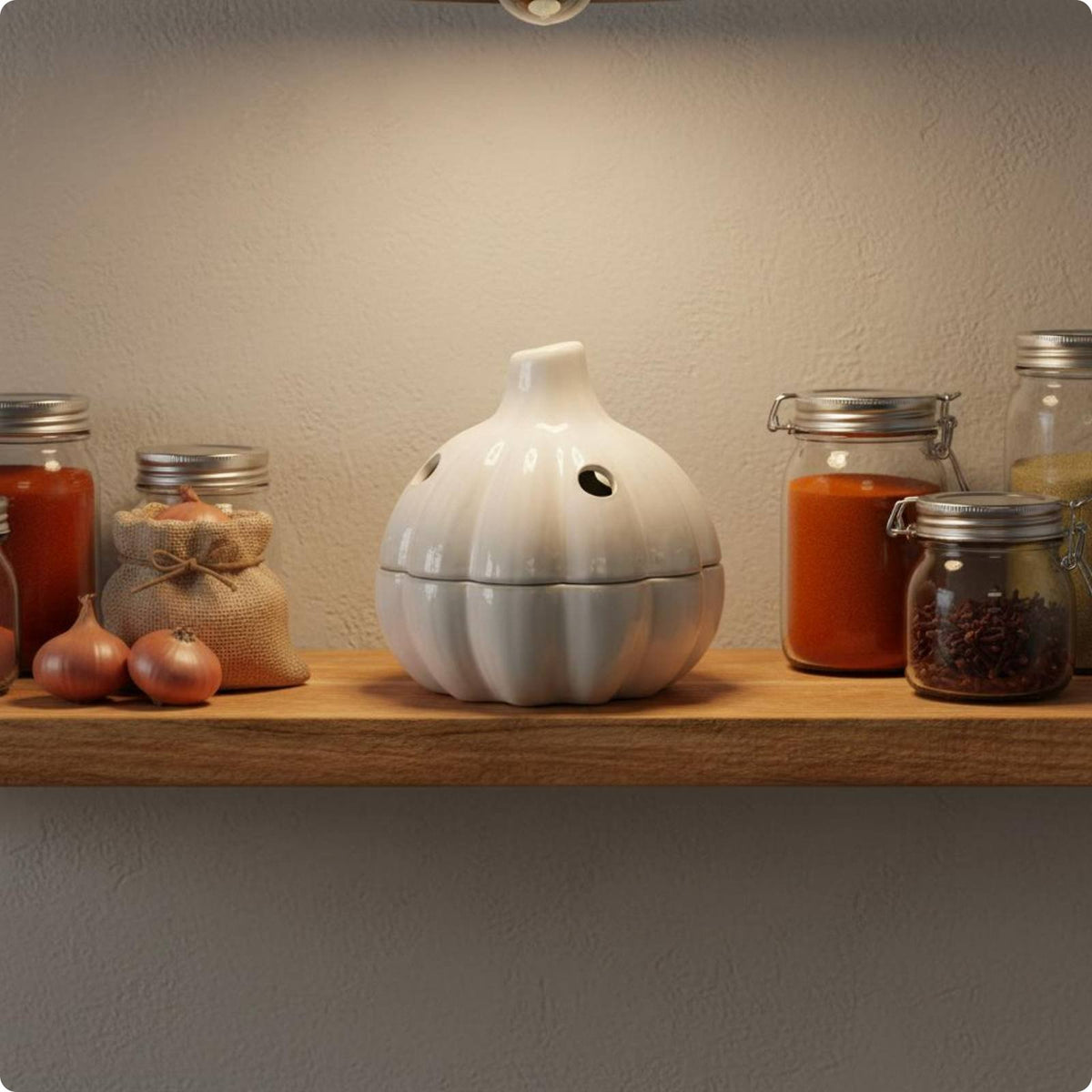 Ceramic Garlic Storage Jar Decorative Ventilated Garlic Jar Countertop Suitable