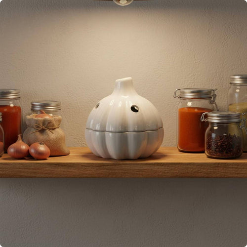 Ceramic Garlic Storage Jar Decorative Ventilated Garlic Jar Countertop Suitable