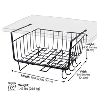Iron Hanging Basket for Kitchen Cabinet Storage, No Drill Shelf Organizer with Hook-On Design, Stainless Steel Wire for Bedroom
