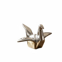 Ceramic Crane Figurine Decorative Geometric Bird Figurine Glossy Shiny Look