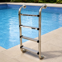 Rust Resistant 4 Step Pool Ladder Rustproof Stainless Steel Pool Ladder Low Maintenance Compact for Swimmers