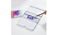 Paint Box with 14 Compartments Compact Watercolor Tin with Insert Portable Metal Paint Case for Hobbyists, Students, Travel, Sketching, Plein Air