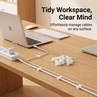 100 PCS Flat Network Cable Clips Organizer, Wire Holder Clips for Cable Management Solution, Adhesive Cable Clips for Desk Gaming Desk Accessories