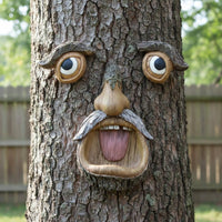 Tree Face Decoration Hand Painted Old Man Tree Face Weather Resistant for Patio