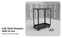 Open Frame Server Metal Rack Construction Rolling Audio Equipment Cart Heavy Duty Rolling Server Rack for DJs, Artists, Studio, KTV, Stage