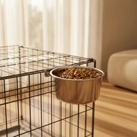 Stainless Steel Dog Food Bowl with Clamp Holder Space-Saving Pet Food Bowl with Clamp Holder Rust-Resistant Feeding Dish Secure for Kennel