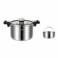 Stainless Steel Soup Pot Locking Lid Micro Pressure Pot Gas and Induction Compatible Stockpot for Home Kitchen