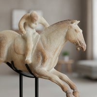 Horse Statue with Horseman Abstract Equestrian Statue Weathered for Bookshelf