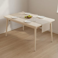 Cream Design White Rectangular Dining Table Solid Wood Legs Home Furniture Easy to Clean for Rental House