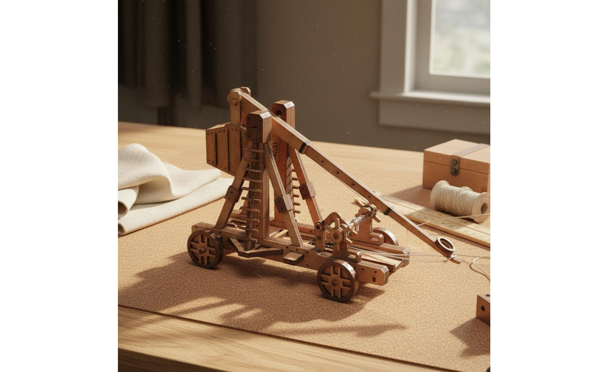 Detachable Design DIY Wooden Trebuchet Kit Historical Reproduction Weight-Driven Catapult Model Kit Educational Toy Wooden Trebuchet Assembly Kit No Special Tools Required for Teens