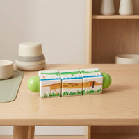 Printed Panels Rotating Cube Brainteaser Polished Painted Picture Matching Block Rounded Ends Wooden Grasping Toy Graspable for Infants