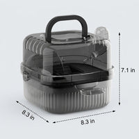 Transparent Hamster Cage and Hamster Carrier, 21cm Hamster Carrier with Wheel and Waterer, Portable Square Travel Habitat for Indoor Outdoor Use