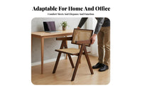 Cane Woven Mesh Folding Chair Lightweight Household Furniture Anti-Slip Feet