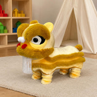 Lion Dance Stool Padded Cushioned Textile Lion Stool Rounded Head Kids Furniture for Children