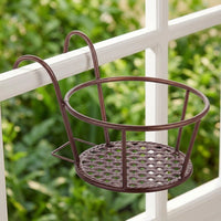 Garden Fence Hanging Plant Basket for Balcony Planters for Railing, Iron Planter with Thickened Grid, Metal Hanging Fence Planters, Modern