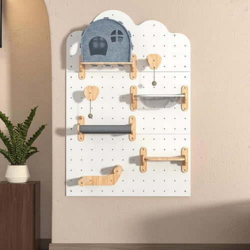 configurable Pegboard Cat Wall DIY Combination configurable Cat Climbing System Space-Saving Pet Furniture for Apartment Dwellers, Indoors, Living Room, Bedroom