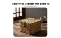 Includes Lid Lidded Wicker Basket Traditional and design Woven Case with Toggle Clasp Handwoven Design Storage Box Decorative for Gift Givers, Home Decorators, Desktop, Living Room, Bedroom, Bathroom