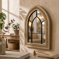 Windowpane Arch Mirror Beaded Trim Arched Window Mirror Decorative