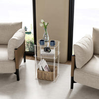 3-Tier Acrylic Square Table Small Nightstand for Living Room, Bedroom, Bedside, Heavy Duty