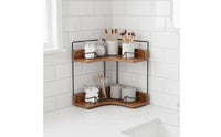 2 Tier Vanity Organizer Wooden Wood Countertop Rack Easy Reach for Kitchen