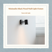 Modern Black Wood Wall Sconce, 350° Rotatable Spotlight