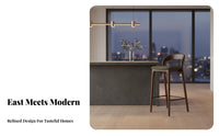 Modern Chinese Design Highrear Counter Stool Minimalist design Bar Chair Elegant Look Seating Furniture Sturdy Frame for Interior Designers, Homeowners, Entertainers, Restaurant, Reception Area, Kitchen Island, Bistro