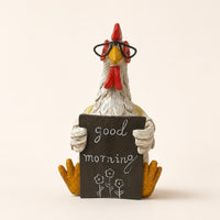 Resin Chicken Figurine Painted Decorative Chicken Statue Handmade for Tabletop
