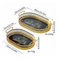 Gold Oval Tray with Handles Light Luxury Aesthetic Iron Art Storage Plate
