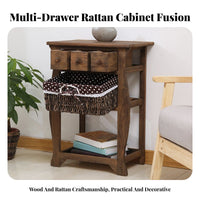 5-Drawer Organization Rattan Front Cabinet Multi-Functional Woven Front chest of drawers Multipurpose Chest of Drawers Rustic Modern aesthetic for Homeowners, Apartment Dwellers, Bedroom, Living Room, Entryway, Hallway