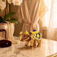 Jeweled Elephant Box Gold-Tone Accents Elephant Trinket Box