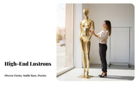 Flat Shoulder Design Full Body Female Mannequin Futuristic Design Electroplated Display Figure Shiny Finish Mannequin for Boutique Owners, Retail Merchandisers, Fashion Designers, Exhibition Room, Trade Exhibition, Photography Studio