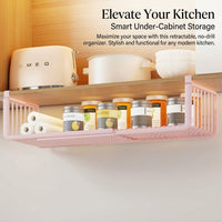 Cabinet and Cupboard Metal Hanging Rack for Kitchen Storage, Adjustable Shelf Organizer with Under Paper Towel Holder