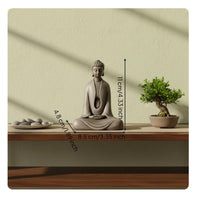 2 Pieces Zen Buddha Figurine Artisanal Look for Desk, Living Room