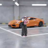 1/64 Scale Figure Cityscape Miniature Woman with Cap Standing Figurine Realistic Female Figurine Collectible for Hobbyists