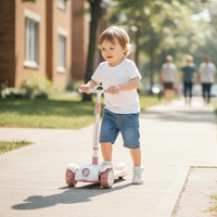 Kids' Kick Scooter with Adjustable Height, Dual Brakes, and LED Light for Ages 3-12+