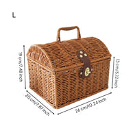 Decorative Storage Chest Front Clasp Woven Rattan Basket Rustic Style