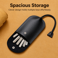 Faux Leather Key Chain, Car Key Holder Key Organiser, Large Capacity Unisex Mini Key Holder, Professional Design with Contrast Stitching