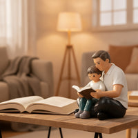 Decorative Family Figurine Glossy Cartoon Ornament Painted Resin Statue Detailed for Families, Shelf, Desk, Bedside Table