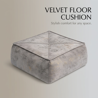 Footstool Pouf Chair Pouffe, Velvet Beanbag Ottoman Round Circle, Living Room Po #variant:Square XL (58x58x18cm)