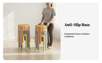 Thickened Stackable Round Stool Space-Saving Plastic Stool Long-Lasting High Plastic Chair Easy to Clean for Families, Homeowners, Living Room, Kitchen, Bedroom, Balcony