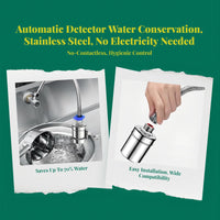 Water-Saving Kitchen Faucet, Automatic detector, Commercial Hotel Sink, Stainless Steel, Easy Installation