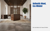 Song Style Luohan Bed, Sturdy Chinese Hardwood Pull-Out Sofa, Tranquil Elm, Living Room Multi-Drawer Storage Couch