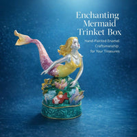 Mermaid Trinket Box, Hand Painted Enamel Jewelry Box Figurine, European Decorative Box for Home Display, Collectible Mermaid Figurine Box